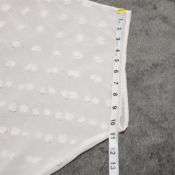 Andree by Unit Pinkish White Pom Pom Dot Sheer Poncho Blouse Size SM - Picture 6 of 10